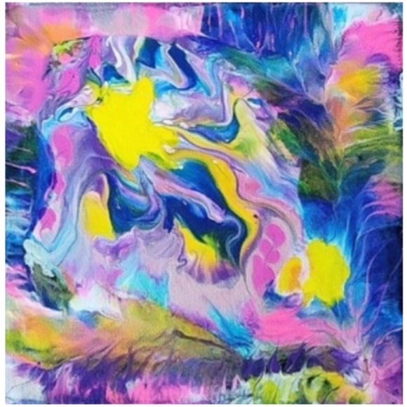 Hand Crafted Abstract Design 12x12 Inches Canvas Picture - Picture 2 of 4